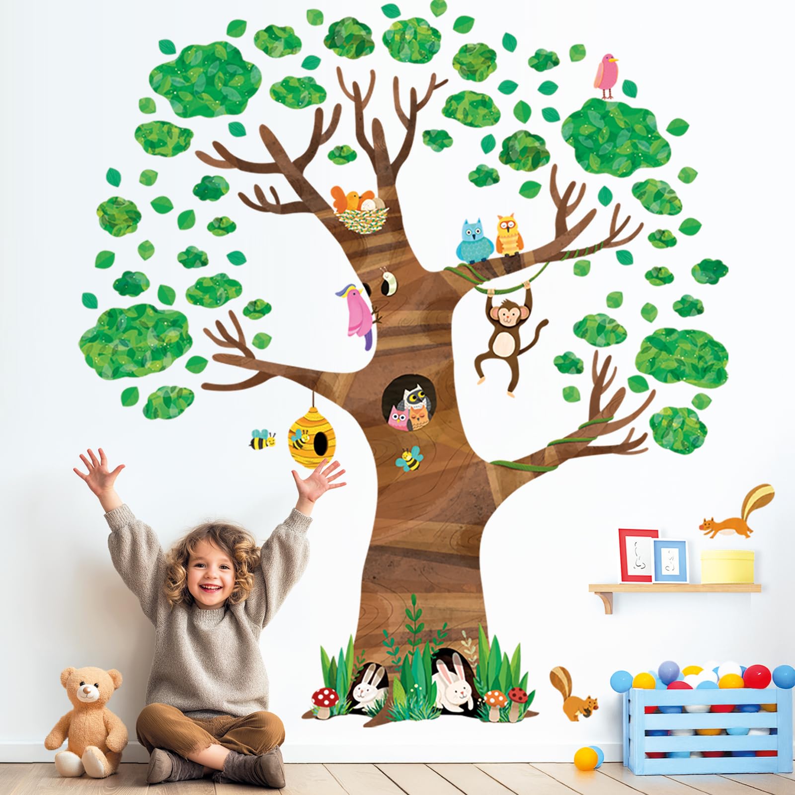 Amazon.co.jp: DECOWALL DL4-1709 特大 巨大な木と動物 ウォール